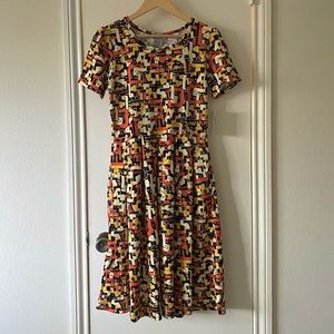Large Orange and Black Lularoe Amelia Dress
